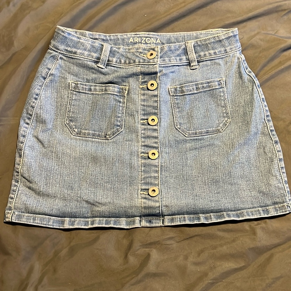 Arizona Jean Company Light Blue Denim A-Line Skirt girls 16